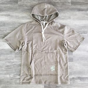 Olive Lets Get Up BeachBody Hoodie Short Sleeve